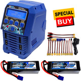 Blue lipo charger with EC5 cables, plus two NHX 3S 5000mAh battery packs