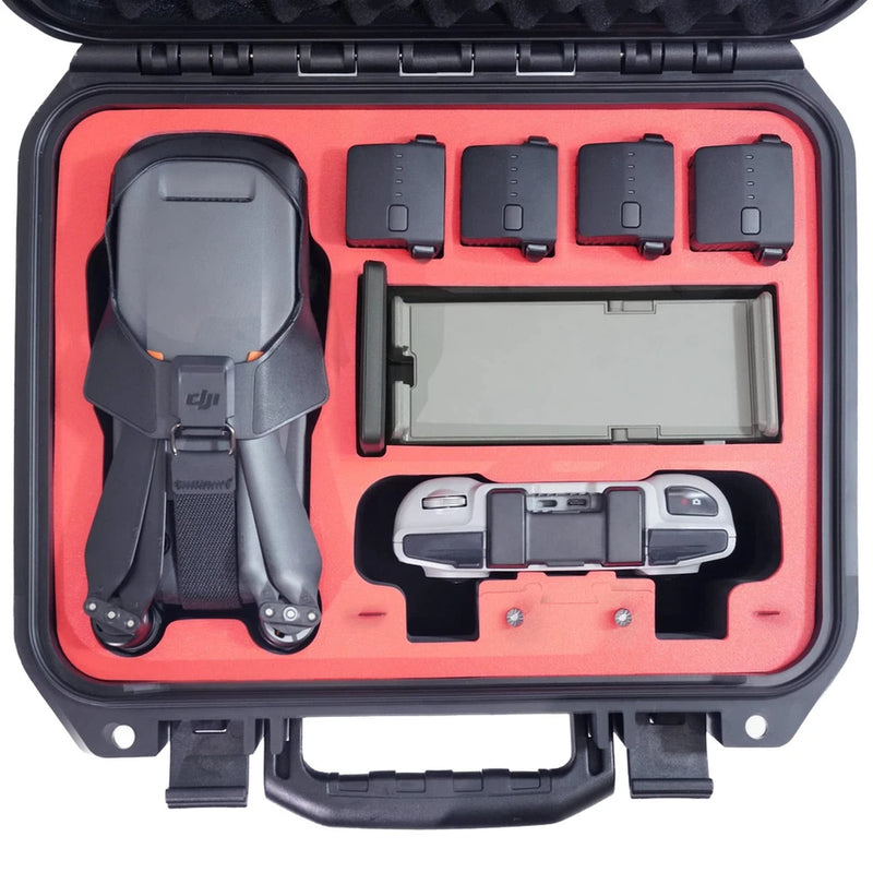Black hard case with red foam insert, compatible DJI Mavic 3 accessories