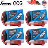 4X Gens Ace 1300mAh 11.1V 45C 3S G-Tech Lipo Battery Deans For Glider 3D plane