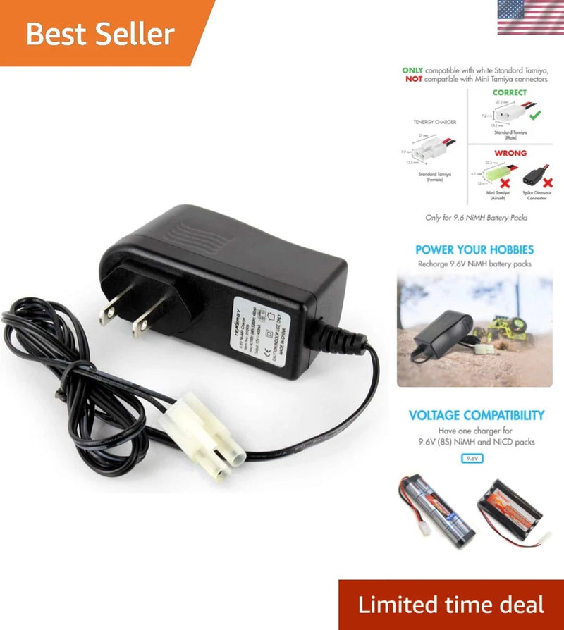 User-Friendly 9.6V RC Battery Charger - 400mA with LED Indicators & Tamiya Plug Battery