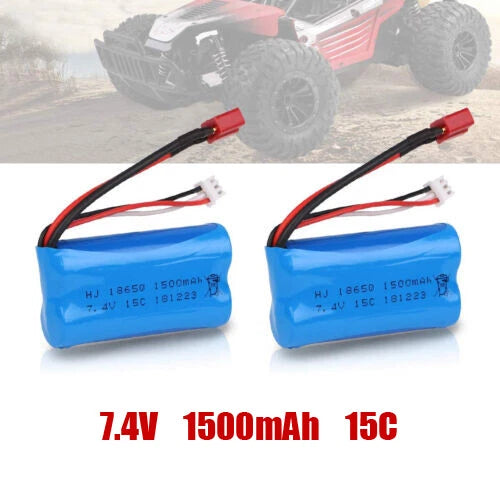 2PCS 7.4V 1500mAh Li-ion Battery W/T-Plug Charger Universal for toys 4WD RC Car