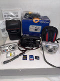 Lot Of 3 VTG Y2K Digital/Film Cameras Olympus FE-340 Panasonic DMC-LZ7 Yashica