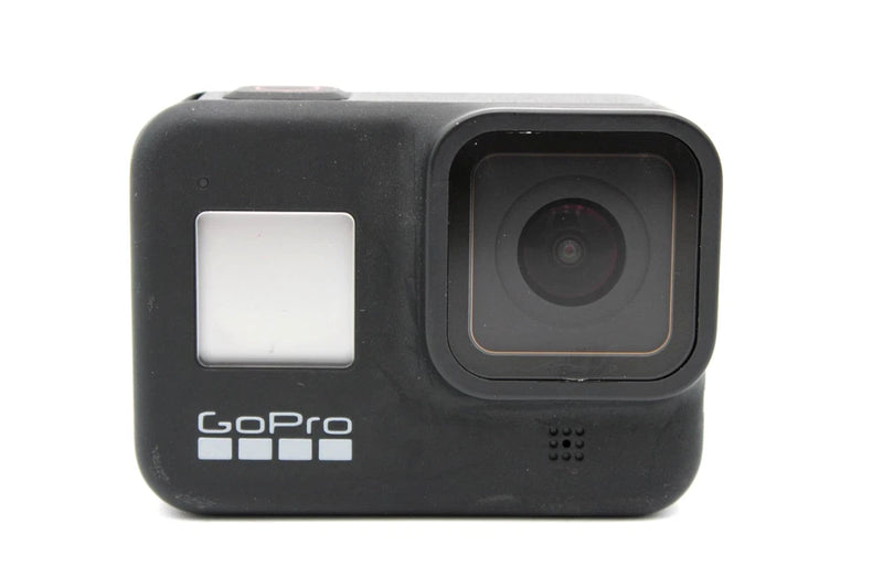GoPro HERO8 black action camera front with lens and status screen