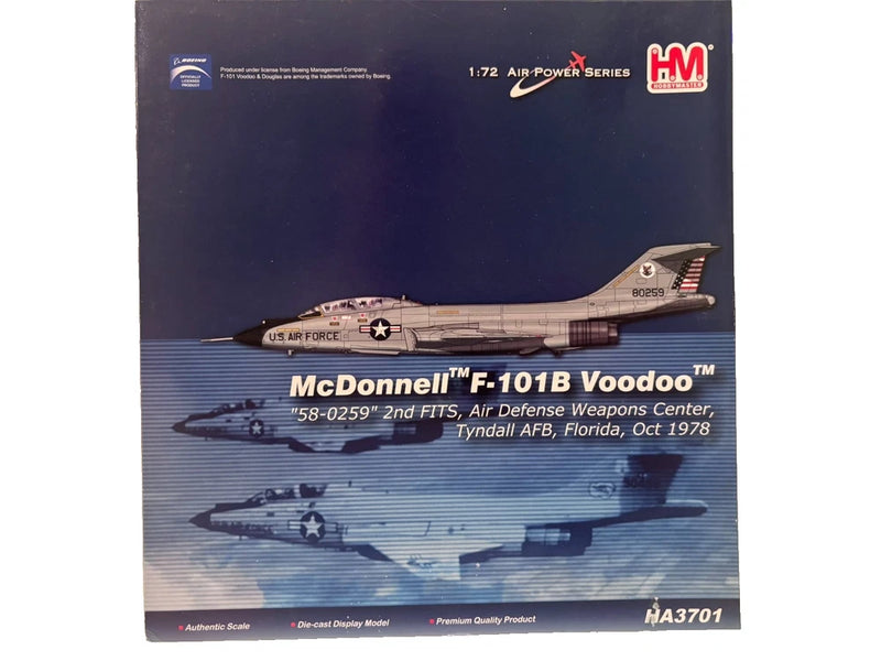 HobbyMaster 1:72 F-101B Voodoo model aircraft in retail display box