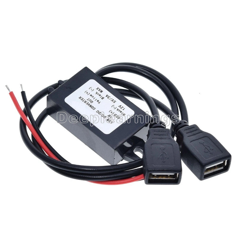 NEW DC-DC Converter Module 12V To 5V Duble USB Output Power Adapter 3A 15W