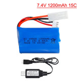 1Pcs 7.4V 1200mAh Li-ion Battery with USB for Electric Toys water bullet gun toy