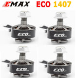 Emax ECO brushless RC motor with silver shaft and black housing, four mounting holes