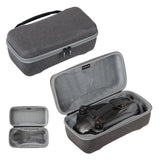 Gray hard-shell drone storage case with zipper, padded interior and accessory compartment