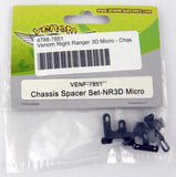 RC helicopter chassis spacer set, small dark blue plastic parts in bag