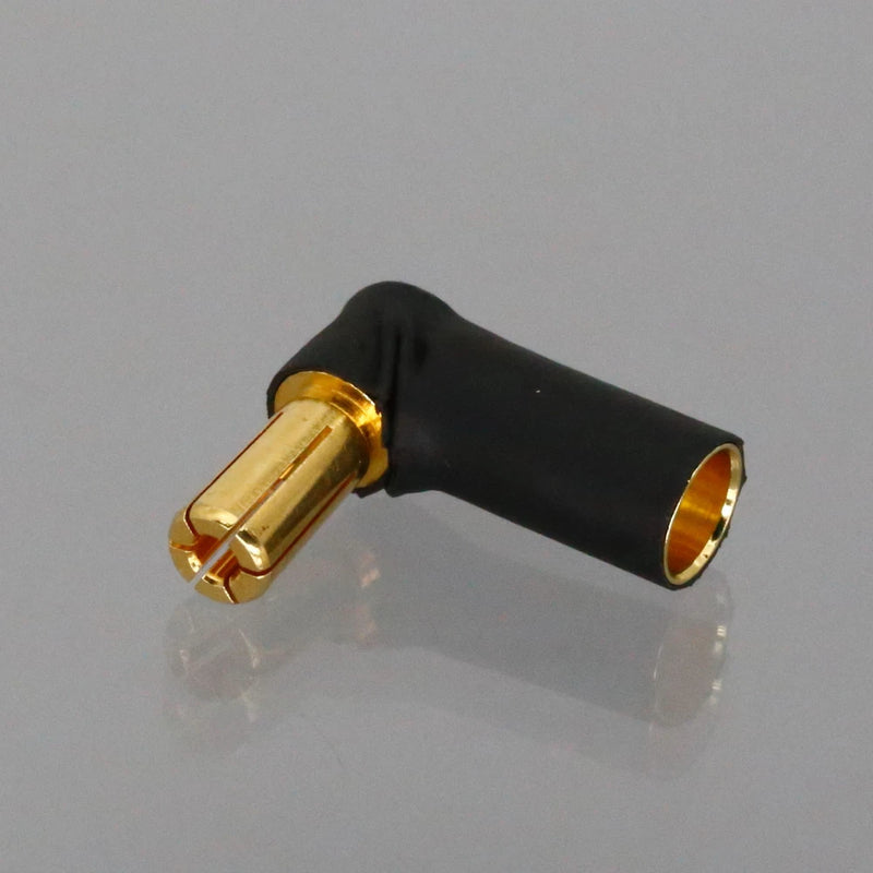 90-degree connector adapter, black with gold 6.5mm female to 5.5mm male ends
