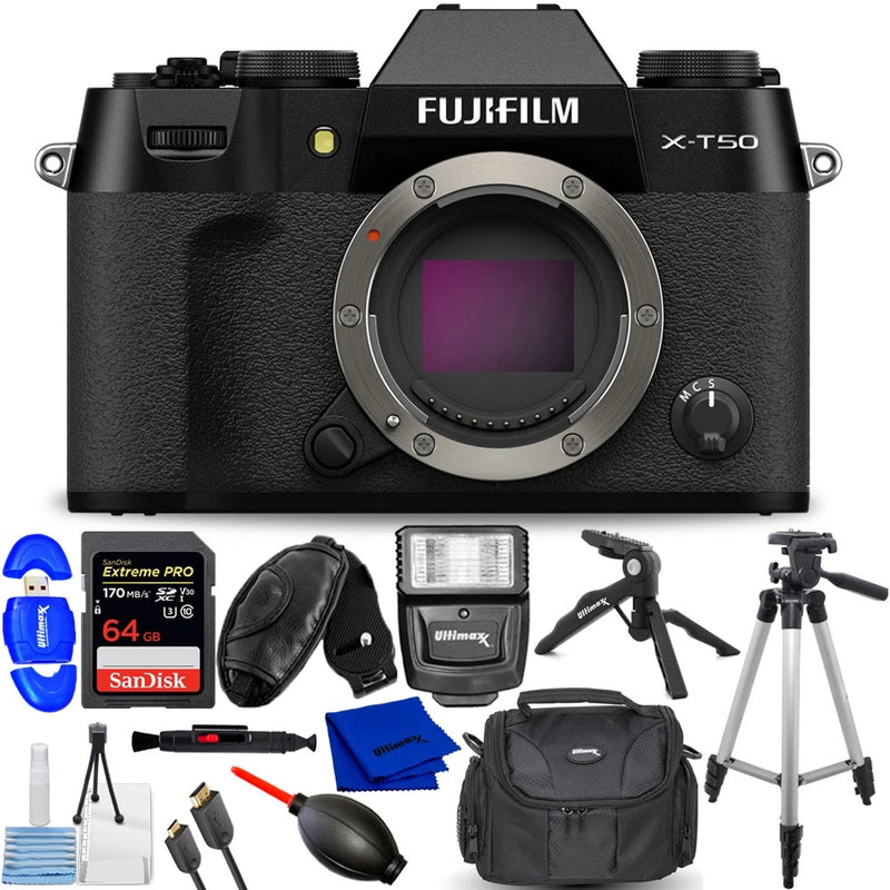 FUJIFILM X-T50 Mirrorless Camera (Body, Black) - KIT BOX Accessory Kit