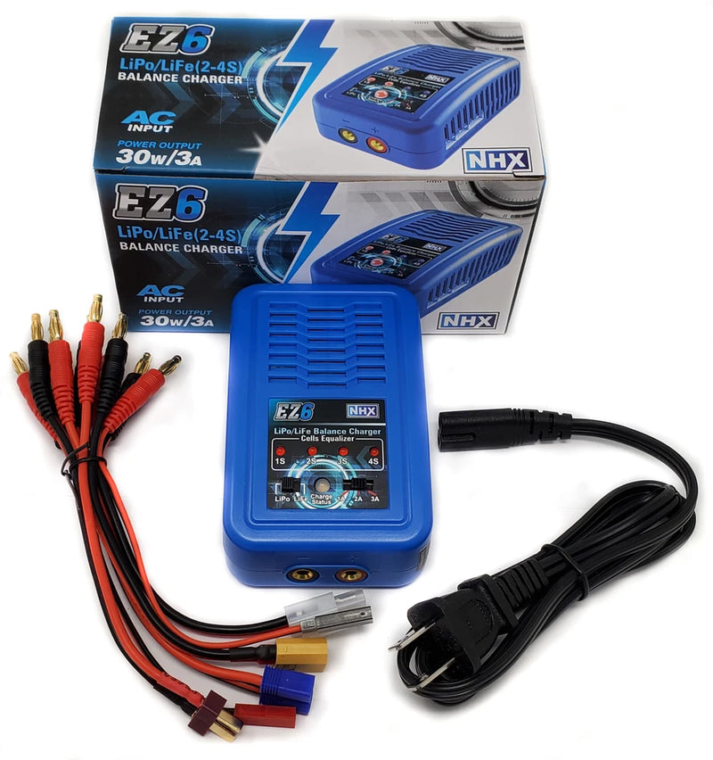 NEW NHX LiPo / LiFe 2-4s Fast AC Charger with XT60 Deans EC3 Tamiya JST Receiver Battery