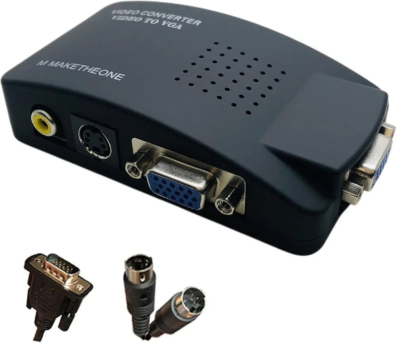 RCA to VGA Adapter, Composite AV S-Video RCA Input to VGA Female Output Converte