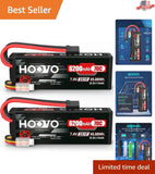 High-Performance 7.4V 6200mAh 2S LiPo Battery for RC Car & Helicopter - 2 Pack Battery