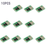 Pack of 10 mini DC buck converter modules with green circuit boards and metal inductor pads