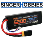 Powerhobby 2S LiPo battery with XT60, red/blue leads, black pack, 5200mAh 35C