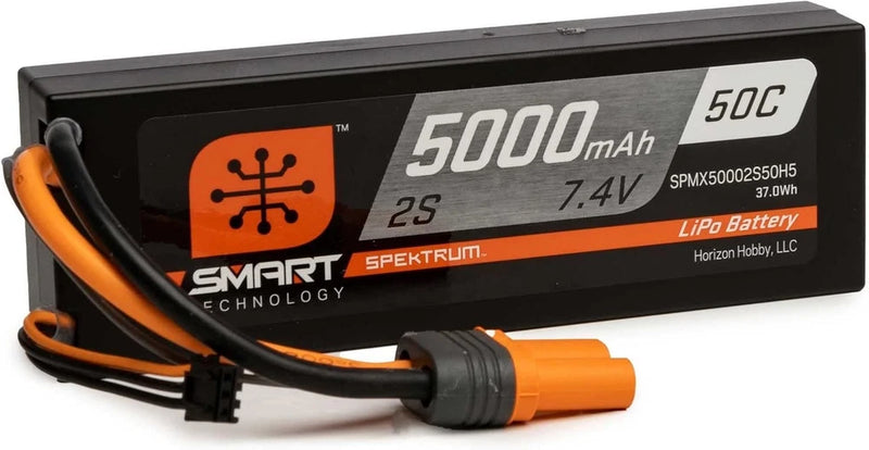 7.4V 5000mAh 2S 50C Smart Hardcase LiPo Battery IC5