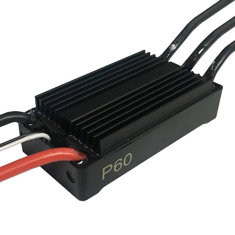 XOAR Pulse P60 brushless motor ESC module with black finned heatsink and two wires