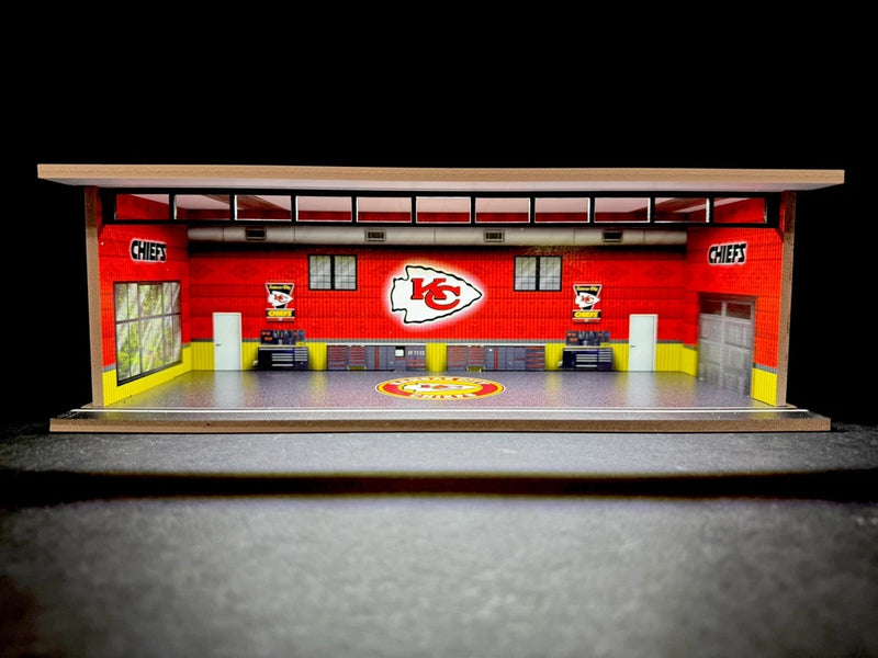 KS Chiefs Shop Theme 1:64 Model Car Diorama Garage + LED Lighting FOR Hot Wheels