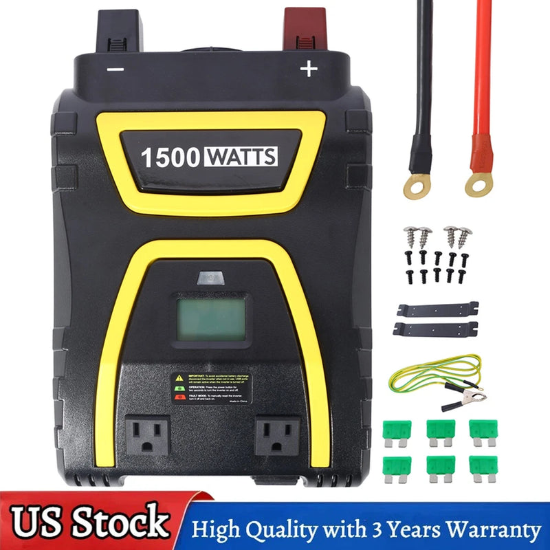 1500W Power Inverter 12V to 110V Modified Sine Wave Car Inverter Truck RV Boats