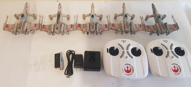 RC drone set with T-65 X-Wing-style drones, remote, battery and charger