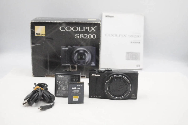 Excellent Condition Nikon COOLPIX S8200 Black With Original Box #B8513