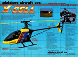 RC helicopter wall art print with yellow, red, and black X-Cell helicopter illustration