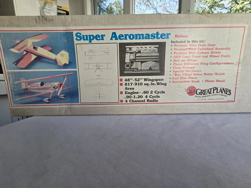Great Planes SUPER AEROMASTER R/C Model Kit 52" Span .60-1.20 COMPLETE NIB!