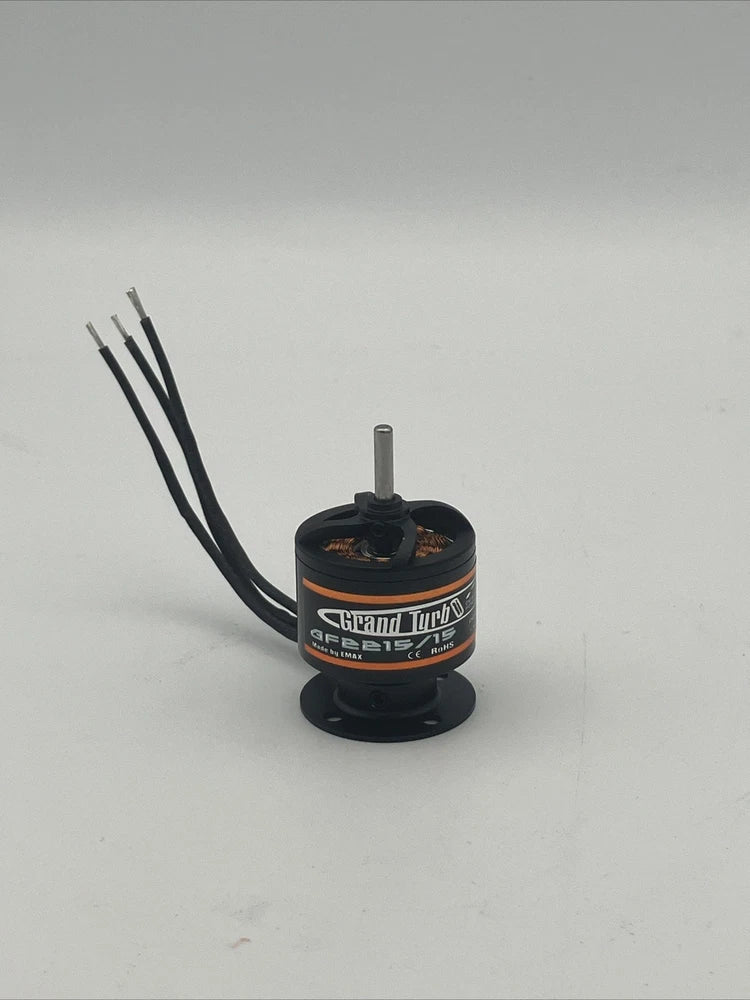 Emax Grand Turbo brushless RC motor with mounting base and three wire leads