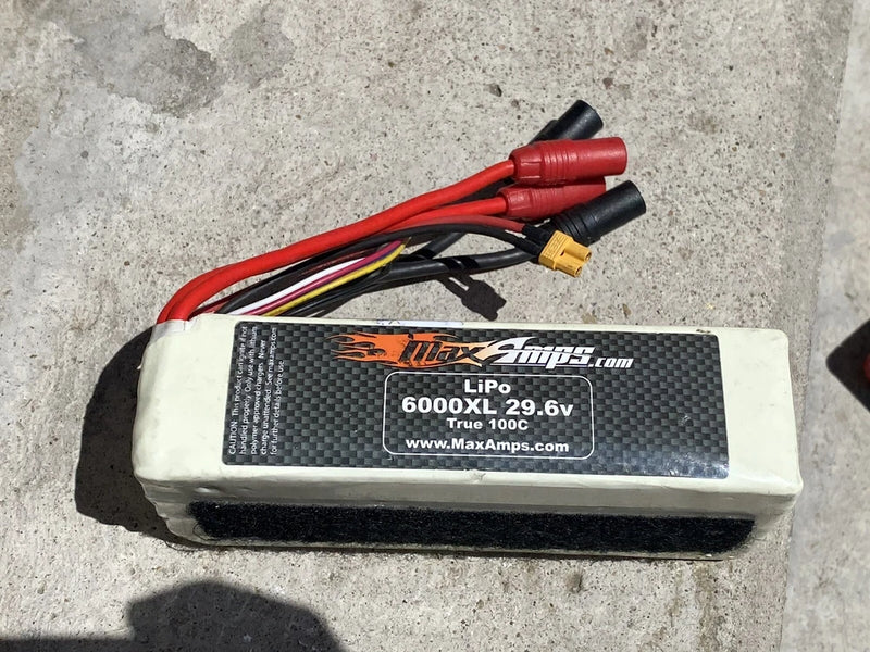 LiPo battery pack 6000XL 29.6V 100C with red/black leads and connectors