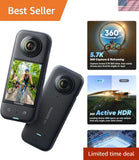 X3 - Waterproof 360 Action Camera with 1/2" 48MP Sensors, 5.7K 360 Active HDR...