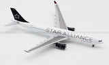 Air Canada Star Alliance Airbus A330 plane model, white fuselage with winglets and 2 engines