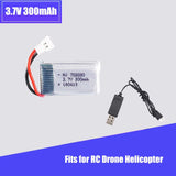 3.7V 702030 300mAh Battery XH2.54 Plug+ USB Charger for RC Quadcopte Helicopter