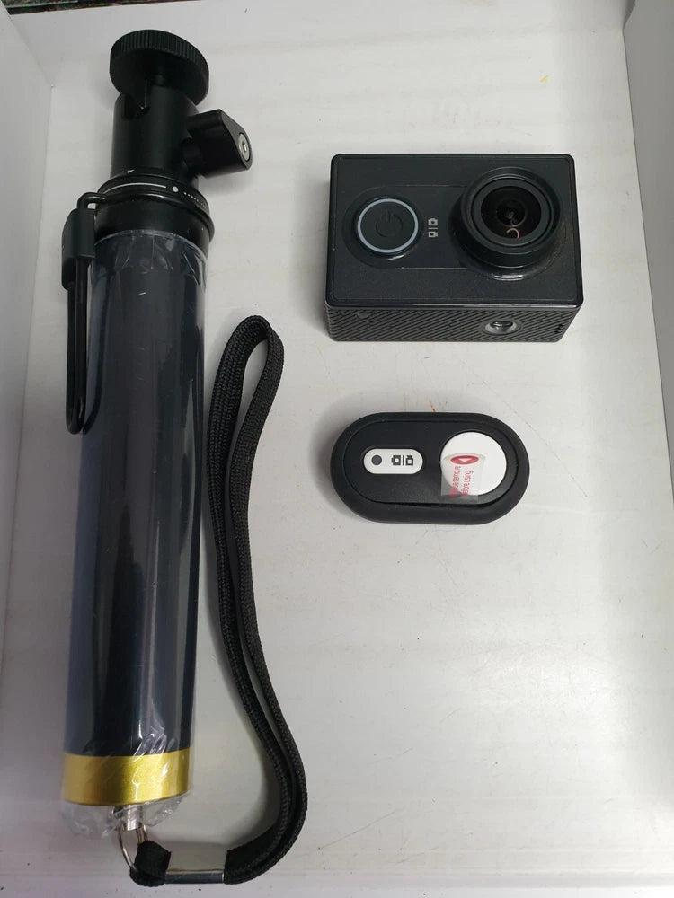 Y164. YI ACTION CAMERA BLUETOOTH SELFIE STICK,  HELMET, EX DISPLAY,  NEW!