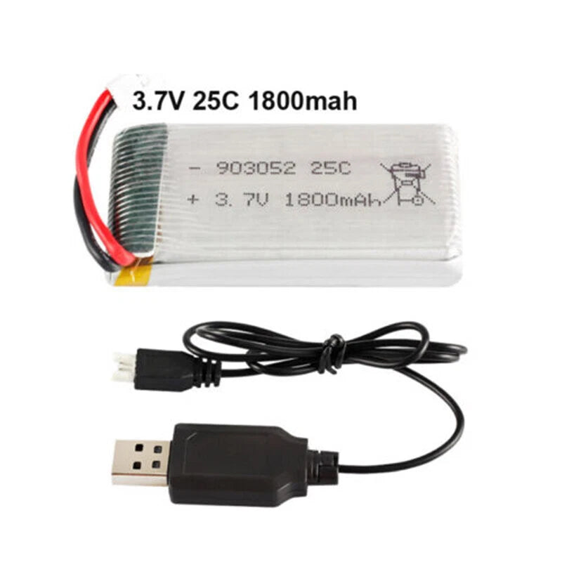 1PC 903052 3.7V 25C 1800mAh Li-po battery w/ USB Charger For RC Quadcopter Drone