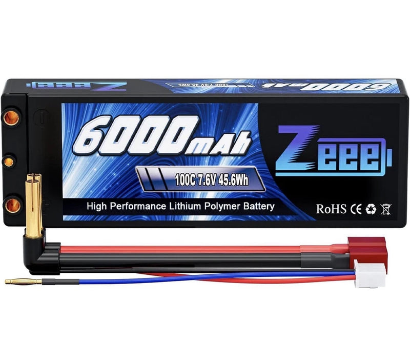 Zeee 2S High Voltage Lipo Battery 6000mAh 7.6V 100C Hard Case RC Battery with...