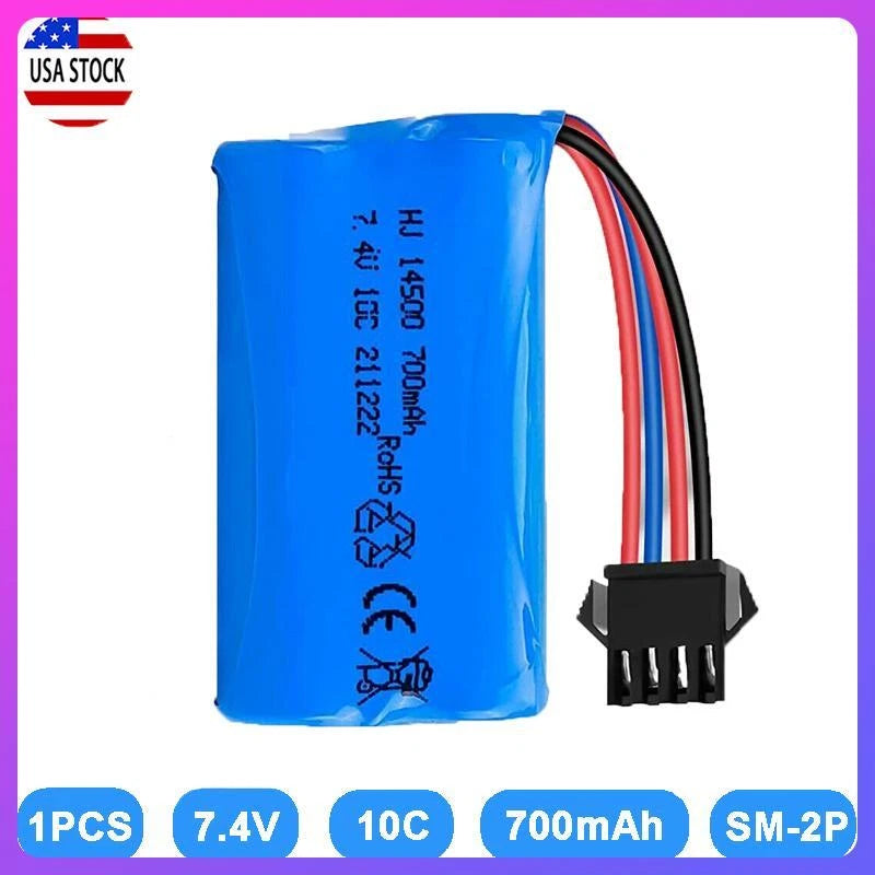 7.4V 700mAh SM-4P Plug with USB Charger Li-ion Battery for RC Car Boat Truck