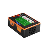 HOTA T8 battery balance charger with orange and black housing and display screen