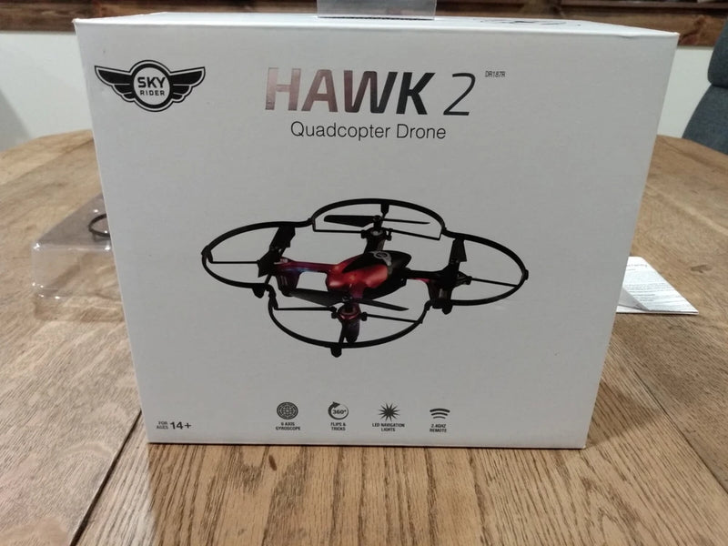 Hawk 2 quadcopter drone retail box