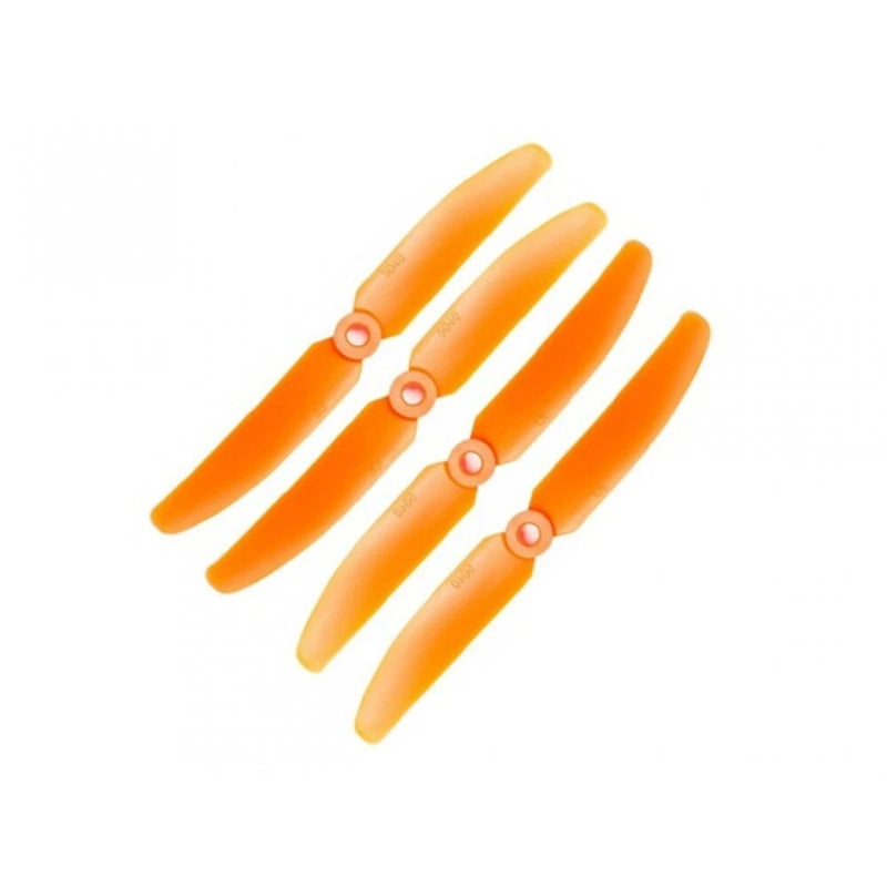 Orange quadcopter propeller set with four prop blades and hubs