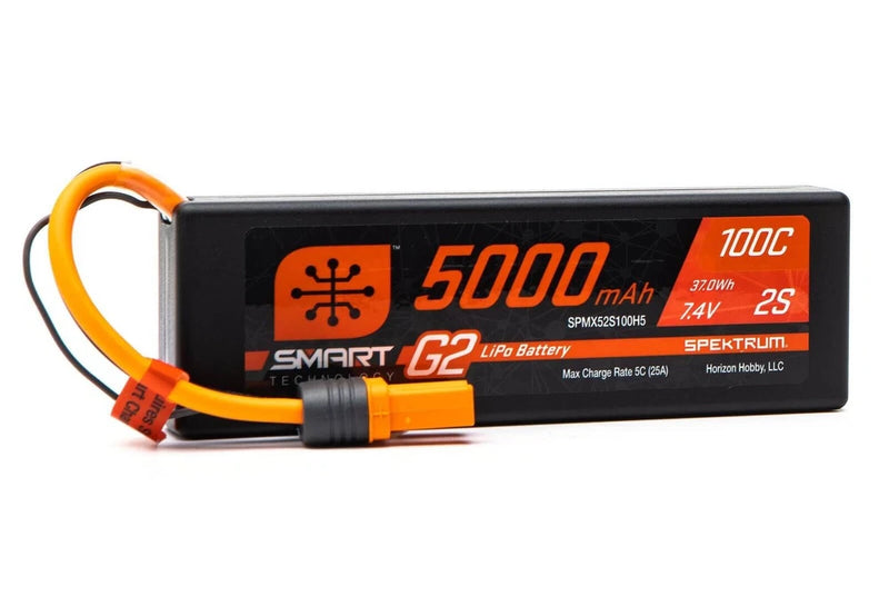 Spektrum 5000mAh 2S 7.4V 100C Smart G2 LiPo Battery IC5 SPMX52S100H5 Battery