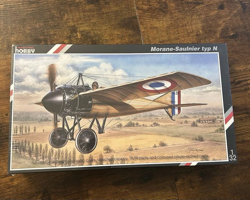 1:32 scale aircraft model kit box, Morane-Saulnier Type N French WWI