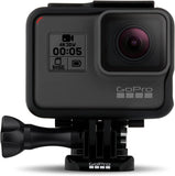 Black GoPro HERO5 action camera with front lens and screen, wearable mount