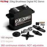 Black digital brushless RC servo motor with metal gear horn and mounting hardware kit