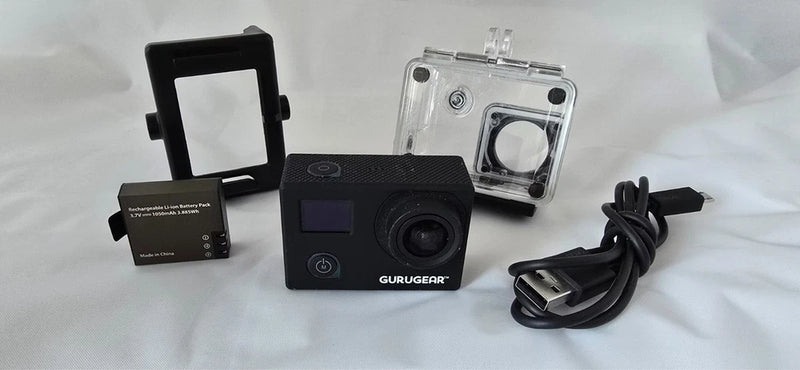 GuruGear HD Sports Action Camera Bundle Waterproof Case Battery & Ac Black