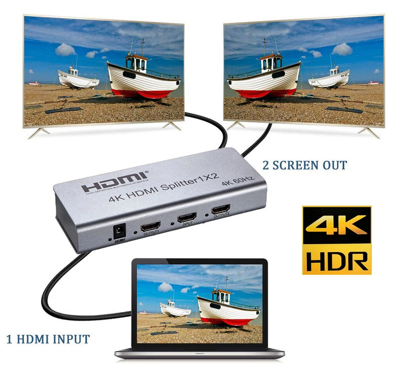 4K 60Hz 1X2 HDMI Splitter HDMI 2.0 HDR EDID RS232 Video Converter 1 In 2 Out