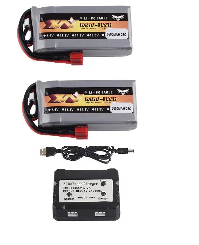 7.4V 5500mAh 25C Lipo Battery For Wltoys RC Car 12428 12429 12423 feiyue 03 Q39