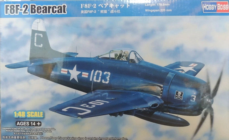 WWII/KOREA US NAVY F8F-2 BEARCAT HOBBY BOSS 1:48 PLASTIC MODEL AIRPLANE KIT