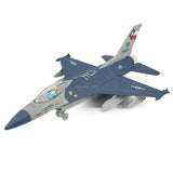 Blue F-16 fighter jet diecast model airplane toy, battery-powered