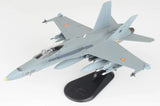Light gray EF-18A Hornet 1/72 model aircraft on black display stand